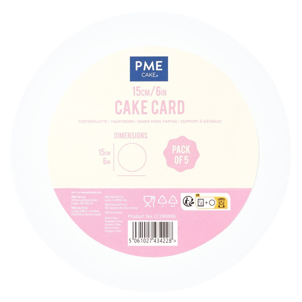 Set van 5 Witte Ronde Cakedozen 15cm FOST+ INBEGREPEN