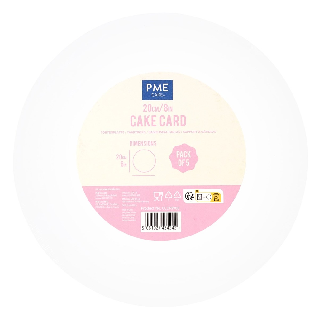 Set de 5 cartons ronds blancs 20cm