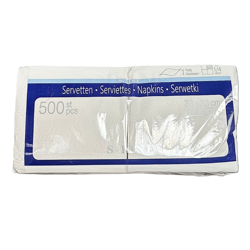 WITTE SERVETTEN 1-LAAGS 33X33 CM 500 STUKS