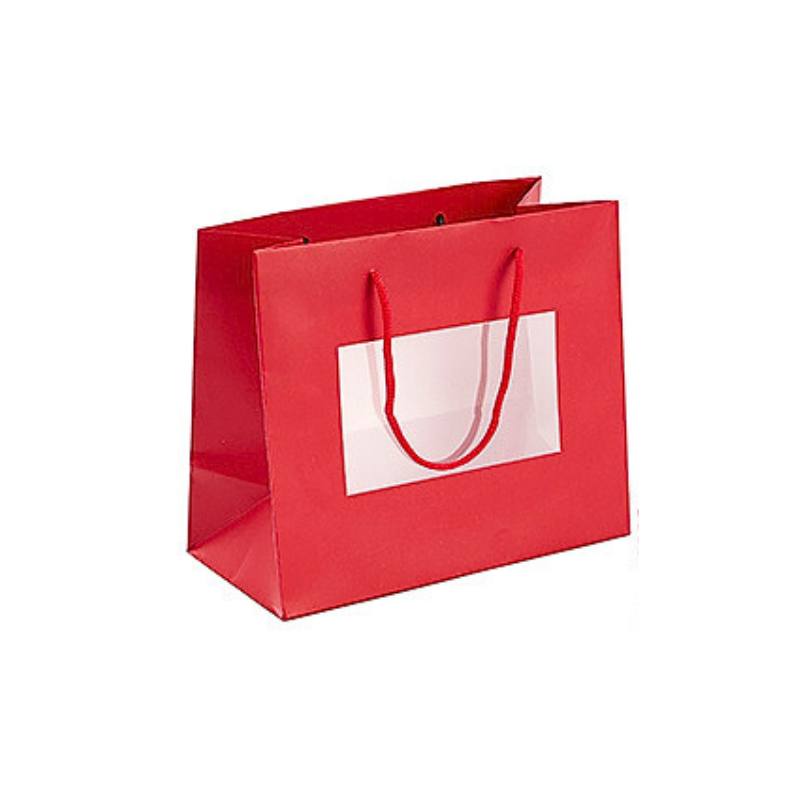 RED BAG WITH WINDOW AND HANDLES 20 X 10CM H17
