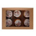 FUNCAKES BOÎTE POUR 6 CUPCAKES KRAFT 24 X 16,5CM HT 7,5CM 3 PCES FOST+ INCLUS