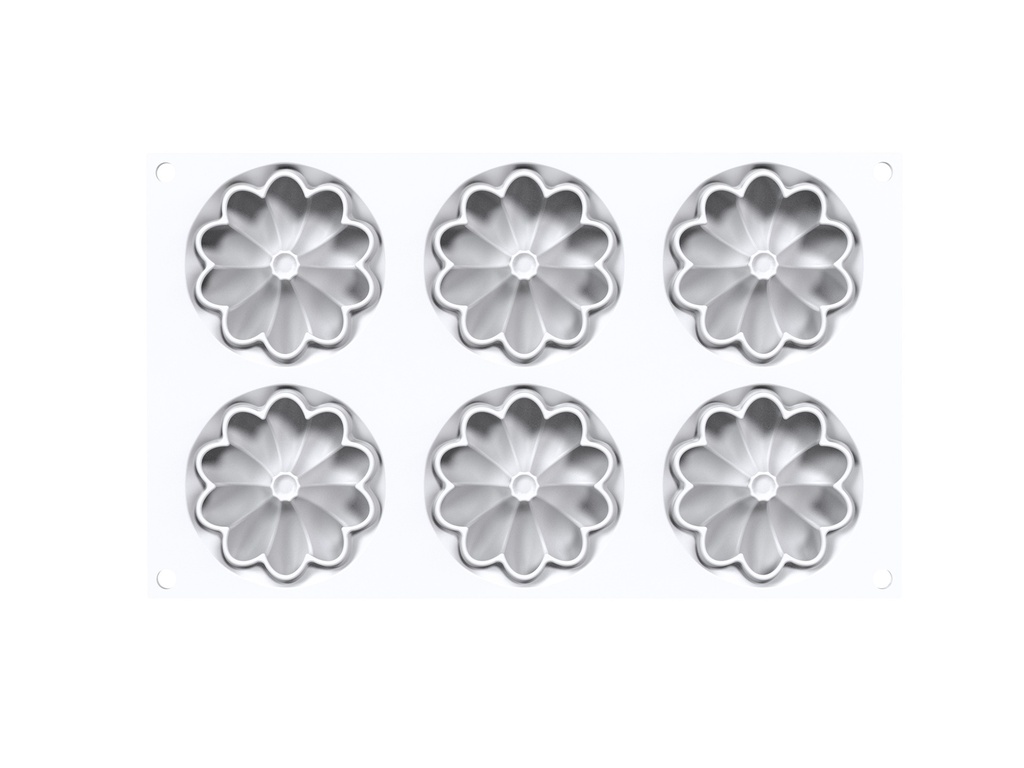 SILIKOMART KIT 3D TARTE RING BLOOM Ø 76,5MM HT17MM 6 CERCLES + MOULE 6 EMPREINTES 