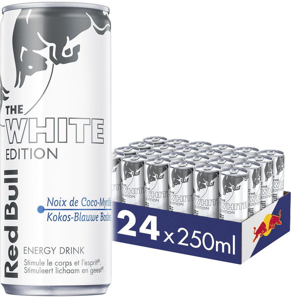 BOISSON RED BULL WHITE EDITION NOIX DE COCO-MYRTILLE 24 X 25CL  CANETTE SLEEK **S/CDE**