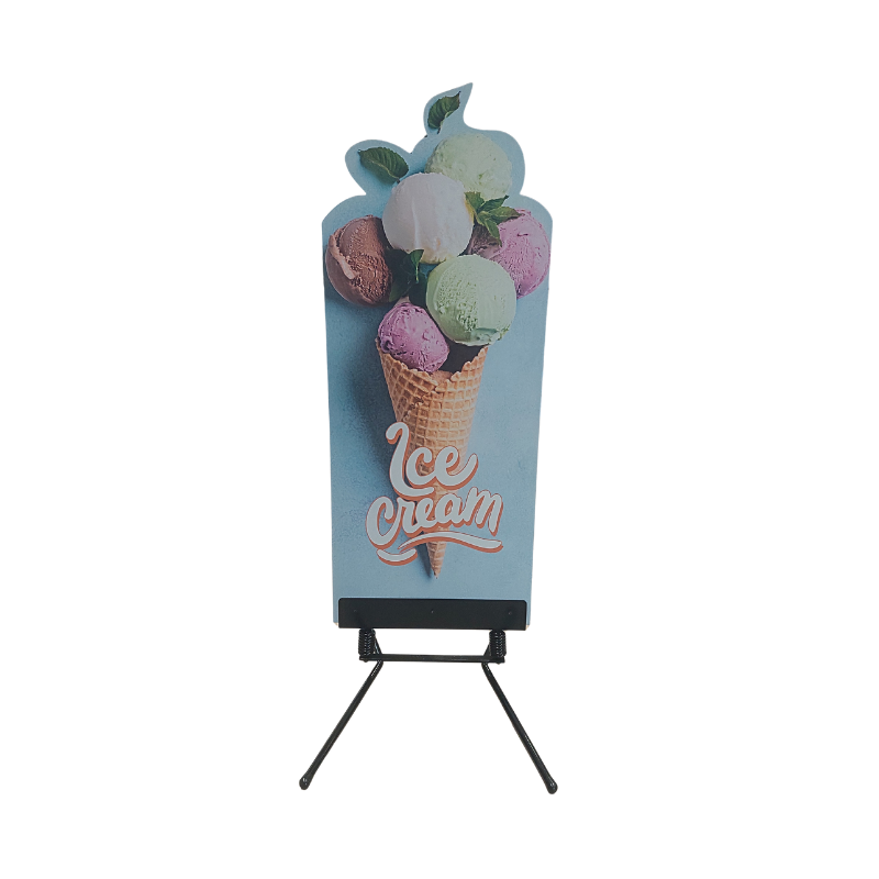 "ICE CREAM" PAVEMENT SIGN CUT IN ICE CREAM SHAPE 60 x 150 CM + STAND