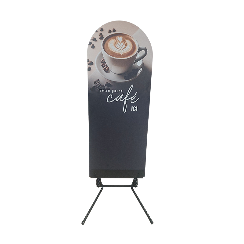 "KOFFIE" STOEPOPSCHRIFT MET AFGERONDE UITSNEDING 60 x 150 CM + VOET