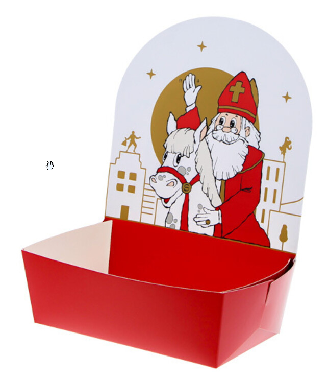 PANIER CARTON SAINT NICOLAS AVEC CHEVAL 165X105X220MM  