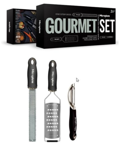 MICROPLANE GOURMET SET 3 STUKS - RAPE ZESTEUR PREMIUM - RAPE EXTRA GROSSE GOURMET - DUNSCHILLER PROFESSIONAL