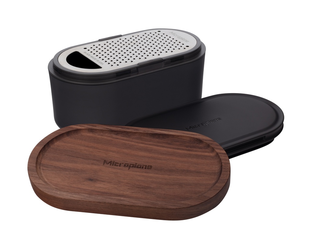 MICROPLANE RAPE PARMESAN-CHOCOLAT - FRUITS A COQUES ANTRACITE AVEC COUVERCLE NOYER - 532ML