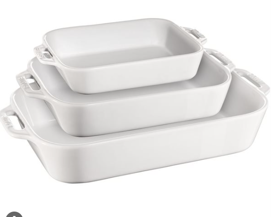 STAUB SET OF 3 WHITE CERAMIC DISHES (20x16-27x20-34x24cm) 