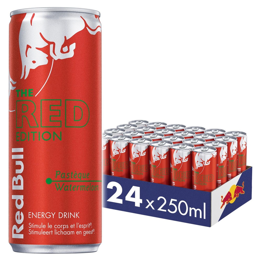 BOISSON RED BULL RED EDITION PASTEQUE 24 X 25CL  CANETTE SLEEK  ***S/CDE***