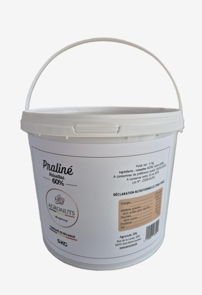 AGRONUTS PATE PRALINÉ NOISETTES 60% 5KG
