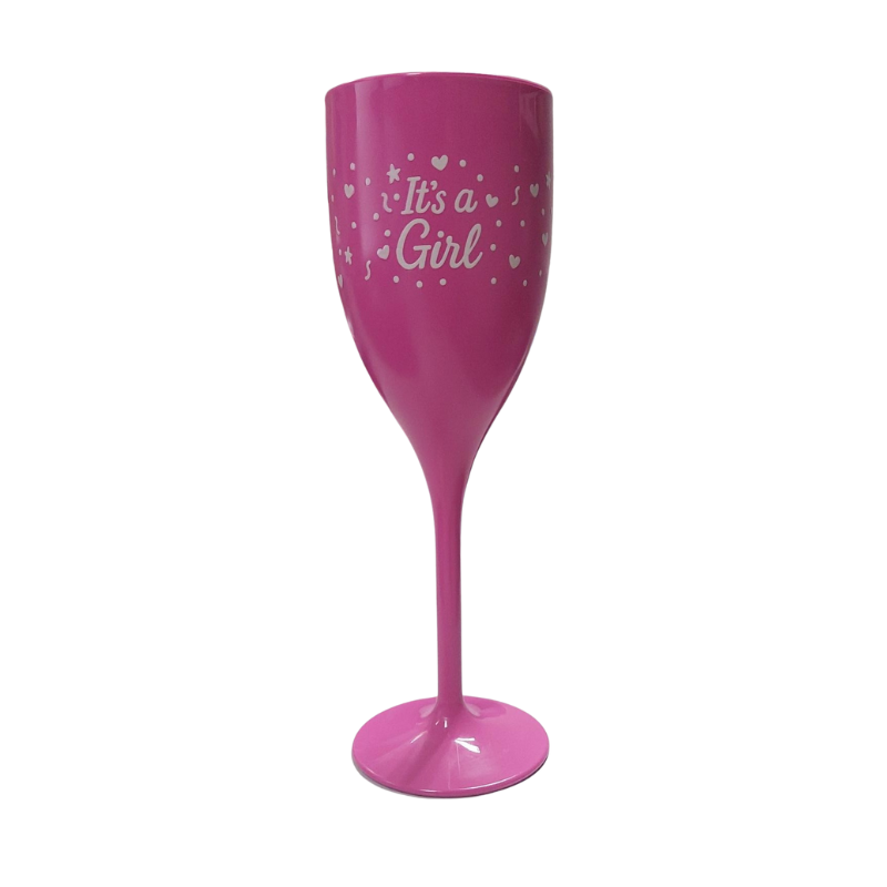VENUS PINK FLUTE GLASS "IT'S A GIRL" POLYMER 17CL