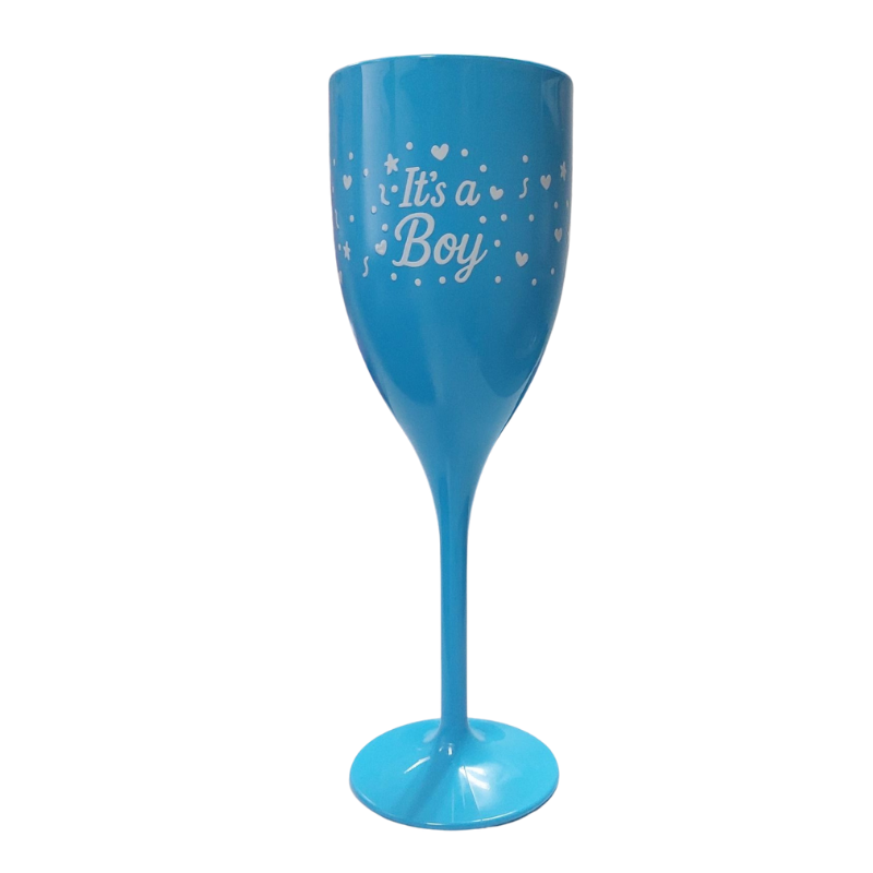 VERRE FLUTE VENUS BLEU "IT'S A BOY" POLYMERE 17CL