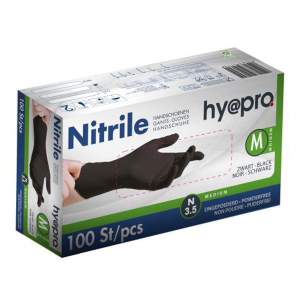 GANTS NITRILE NOIR TAILLE M NON POUDRE 100PCES