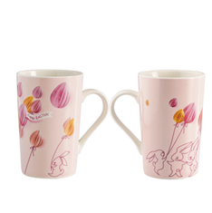 MUG ROSE LAPIN + MOTIFS DIAM 8.5CM HT 12.5CM