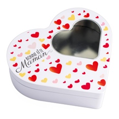 WHITE ZINC BOX WITH HEARTS "HAPPY MOTHER'S DAY" 12.3x9.3CM H4CM