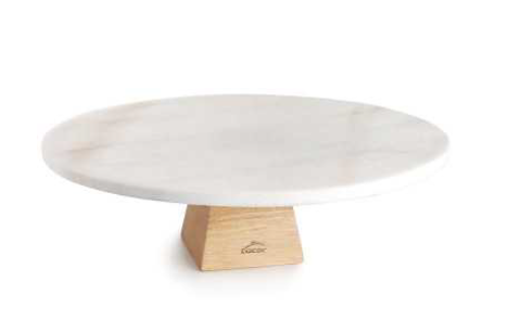 LACOR MARBLE CAKE DISPLAY STAND Ø 30CM WOODEN LEG HT 9CM 