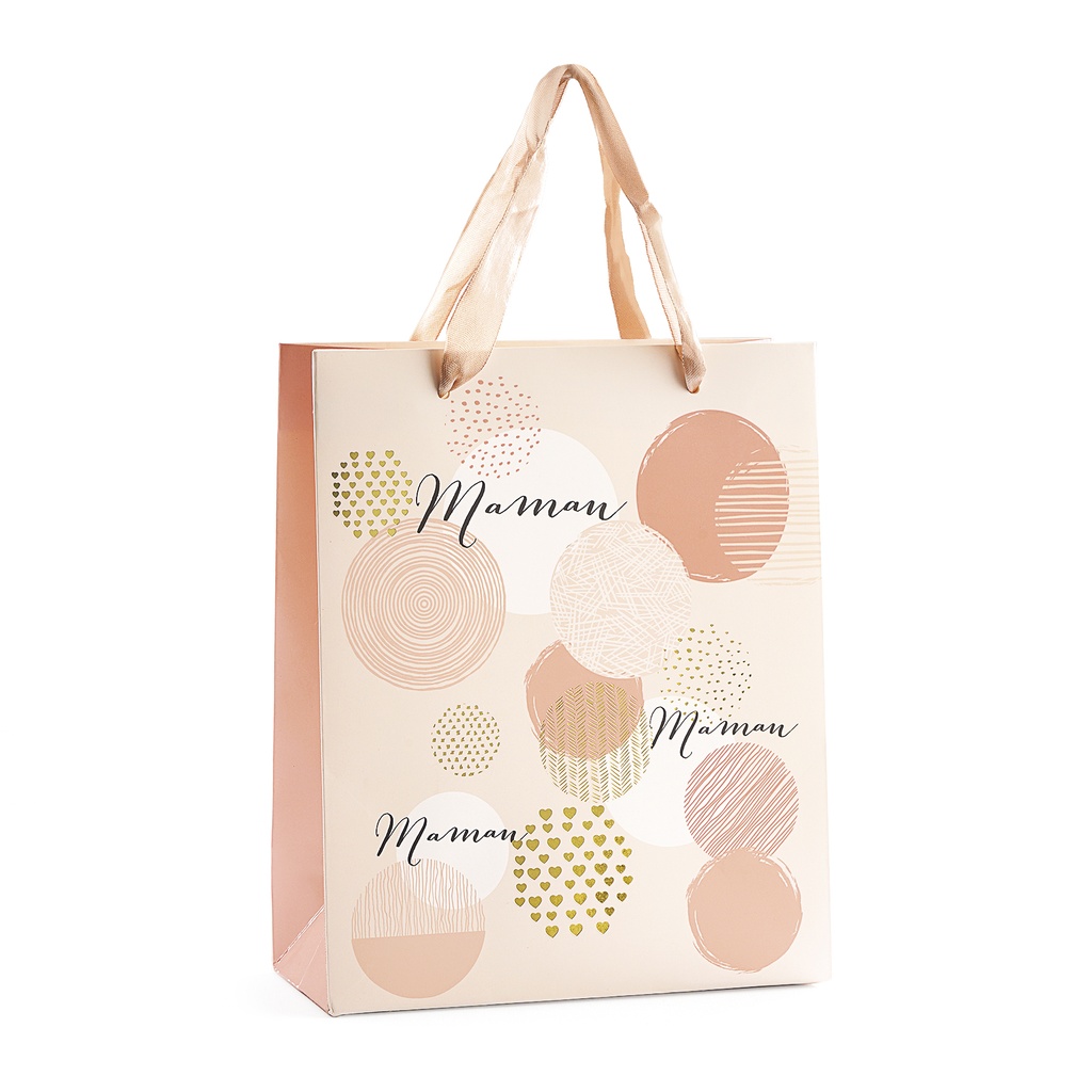*FDS*SAC "MAMAN" BEIGE ROSE ET OR 18X8XH22CM