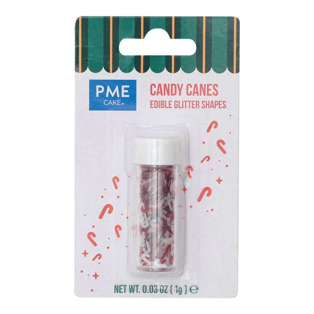 PME Cake glitters rood-witte suikerstok, 1 g