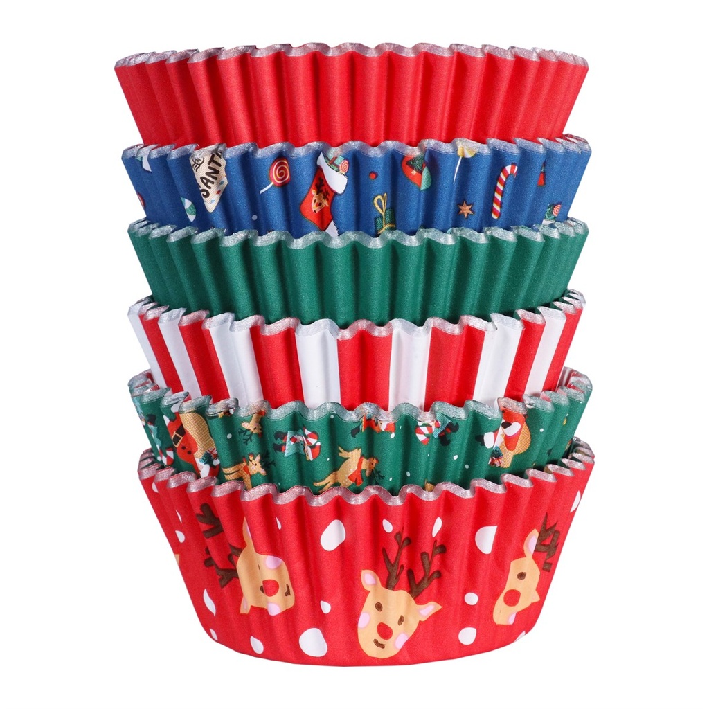 PME CAKE MINI CAISSETTE CUPCAKE ALU NOEL ASSORTIMENT 100 PCES  