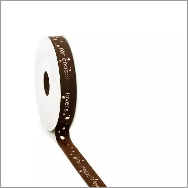BRUIN FLUWEEL LINT “FOR CHOCOLATE LOVERS” 15MM FOST+ INBEGREPEN