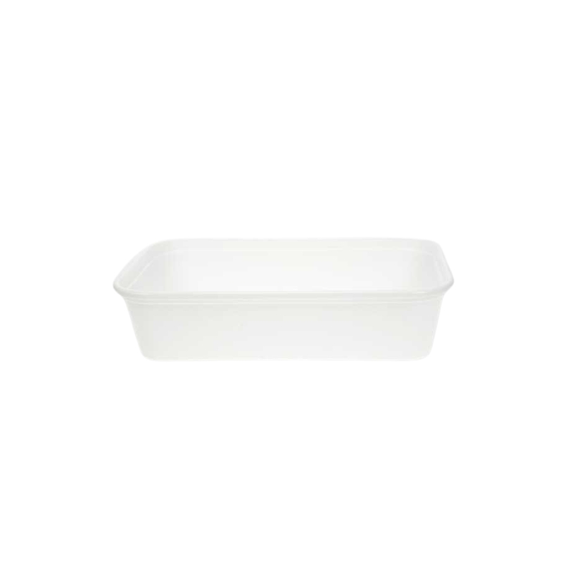 WHITE PP MICROWAVABLE TRAY WITH LID 500ML 25PCS
