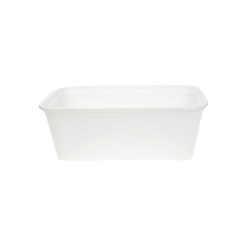 WHITE PP MICROWAVABLE TRAY WITH LID 750ML 25PCS