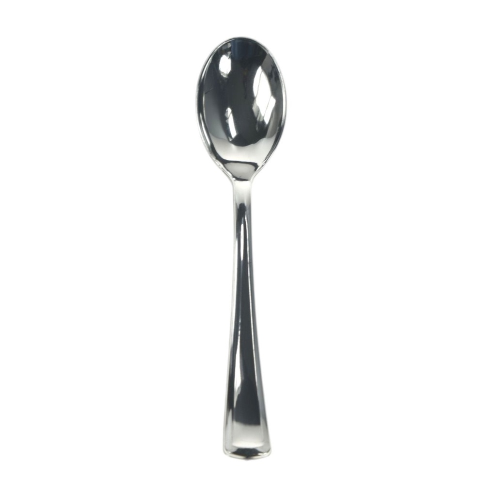 *FF*CUILLÈRE PLASTIQUE ARGENTÉE 17.5CM 50PCS