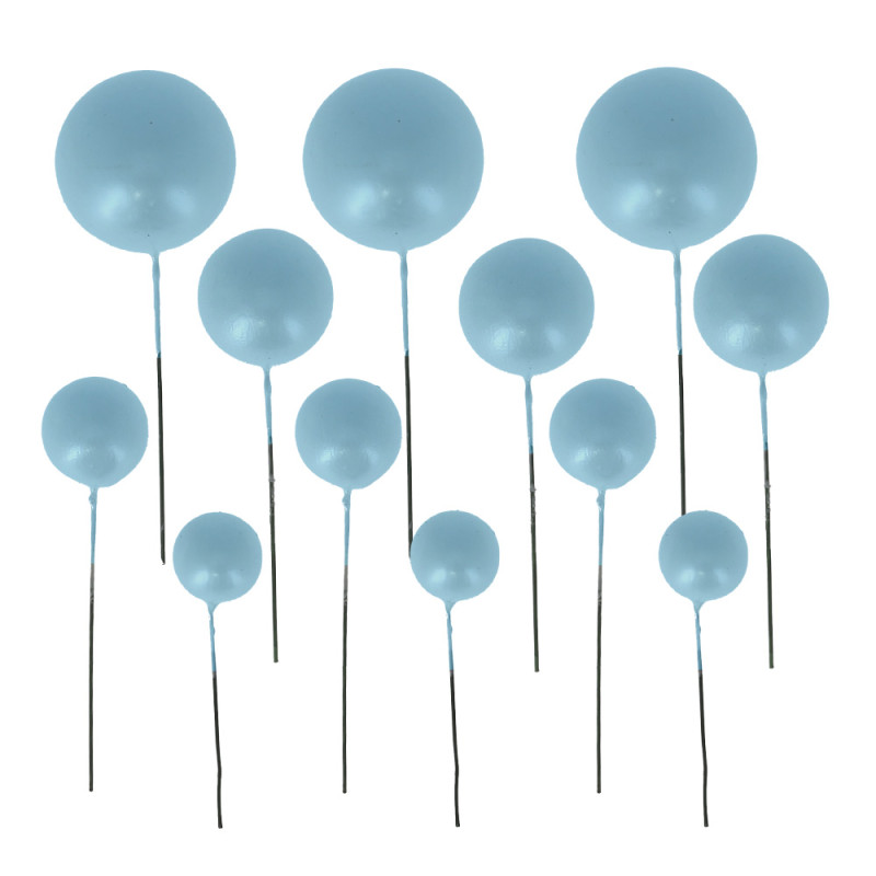 PEARLY BLUE BALL CAKE TOPPER 4 DIAMS: 2CM, 2.5CM, 3CM, 4CM PACK OF 12 PCS