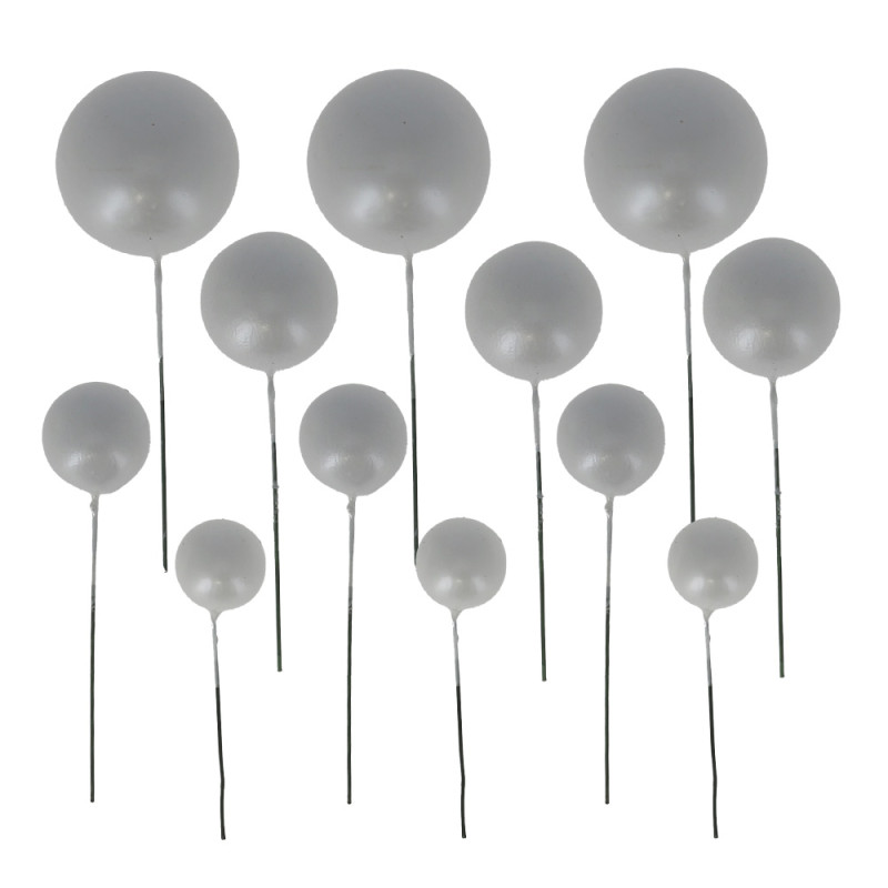 PEARLY SILVER BALL CAKE TOPPER 4 DIAMS: 2CM, 2.5CM, 3CM, 4CM PACK OF 12 PCS