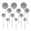 PEARLY SILVER BALL CAKE TOPPER 4 DIAMS: 2CM, 2.5CM, 3CM, 4CM PACK OF 12 PCS
