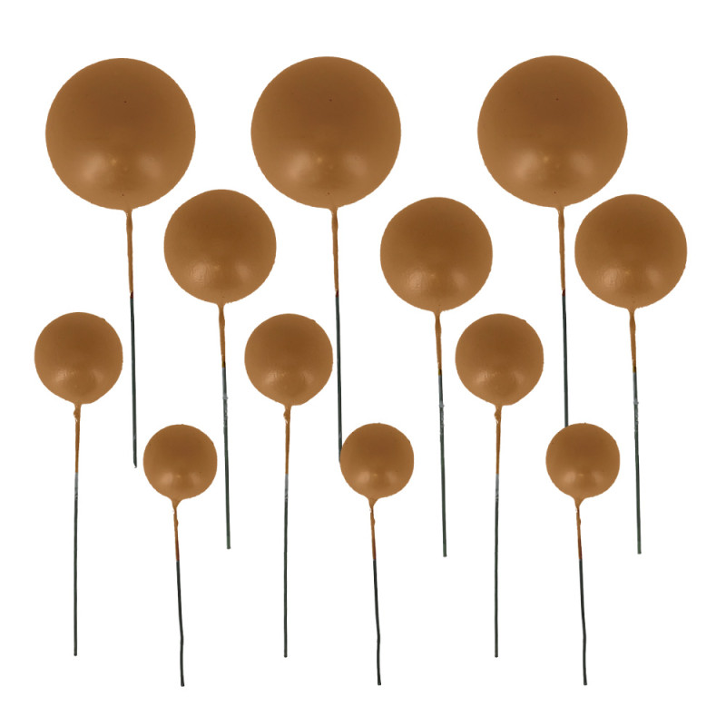 PEARLY GOLD BALL CAKE TOPPER 4 DIAMS: 2CM, 2.5CM, 3CM, 4CM PACK OF 12 PCS