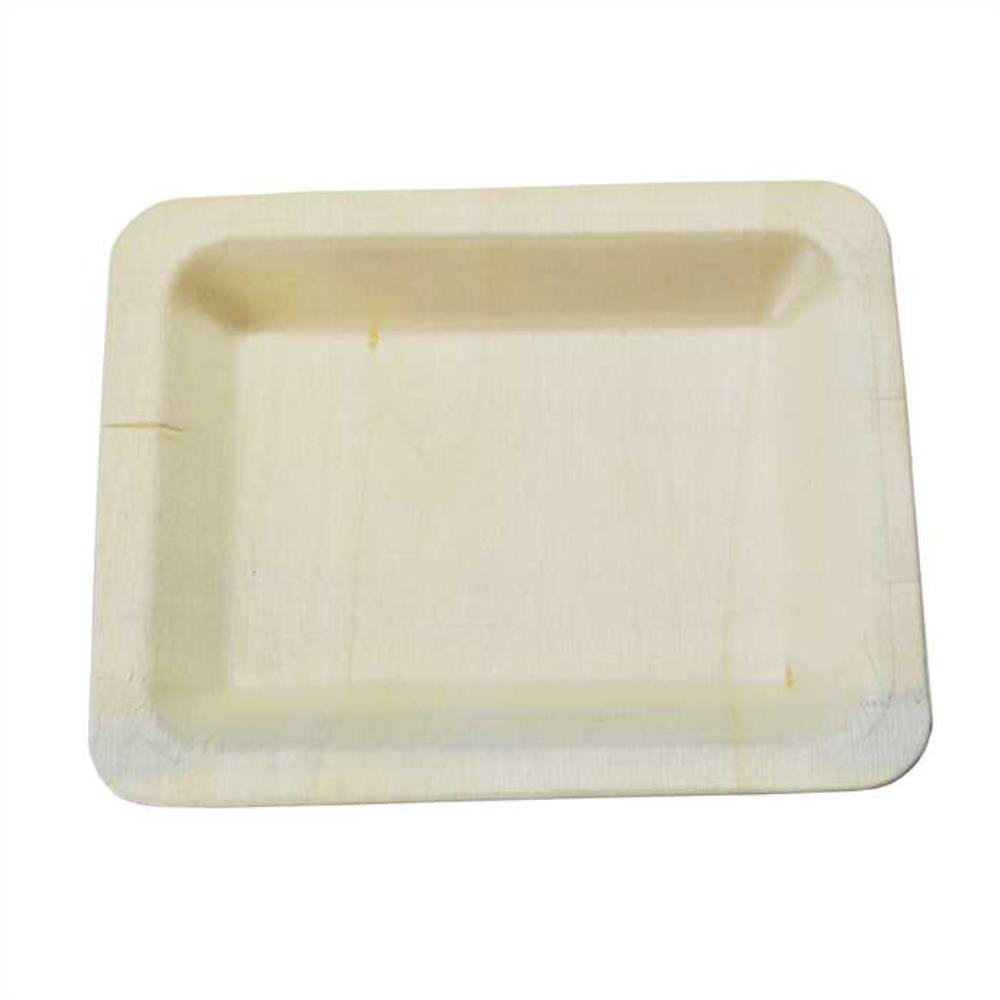 ASSIETTE RECTANGULAIRE EN BOIS NATUREL 26.5 x 21.5CM 25PCS
