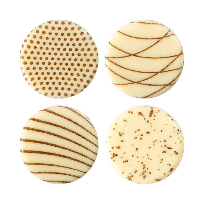 2035019 BRUINE PATROON SCHIJF LIJN/VLEK/STIP CHOCOLADE KARAMEL 3CM 175 STUKS