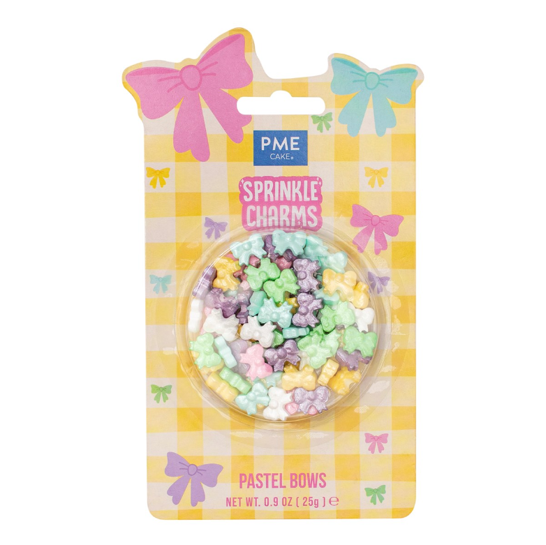 MIXED SUGAR DECORS PASTEL COLORED BOWS 25G