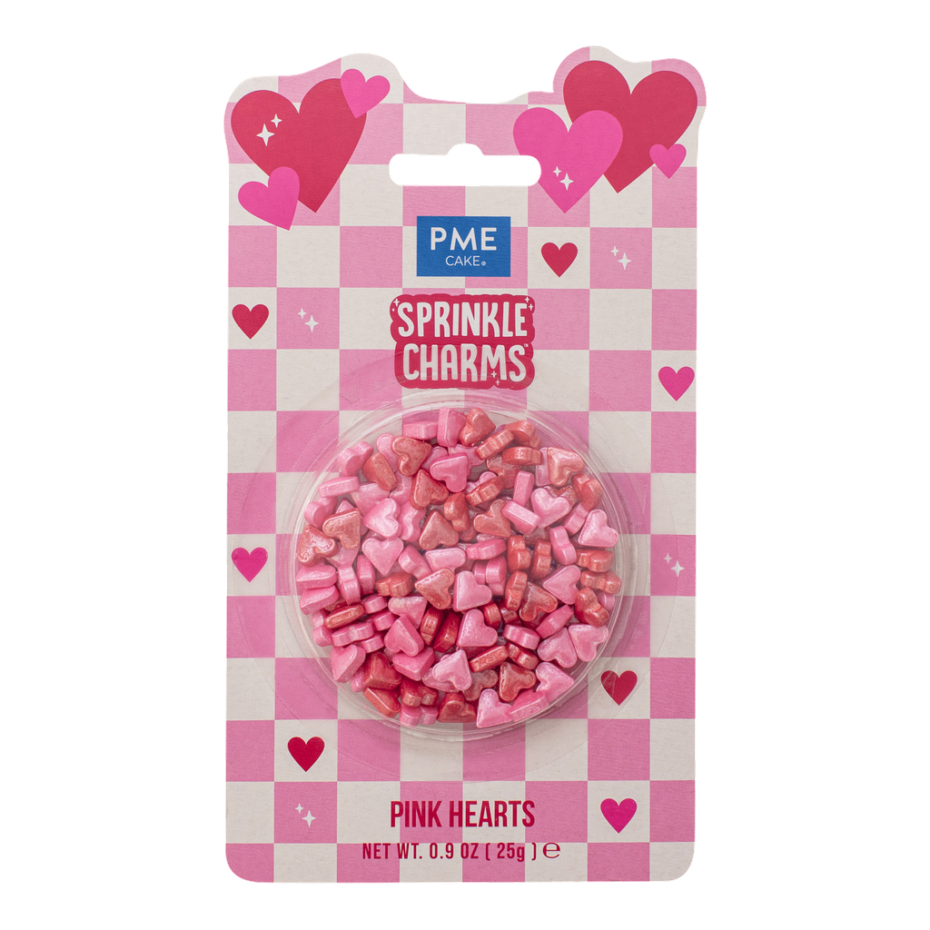 MIX DECORS EN SUCRE COEURS ROSES/ROUGES 25GR