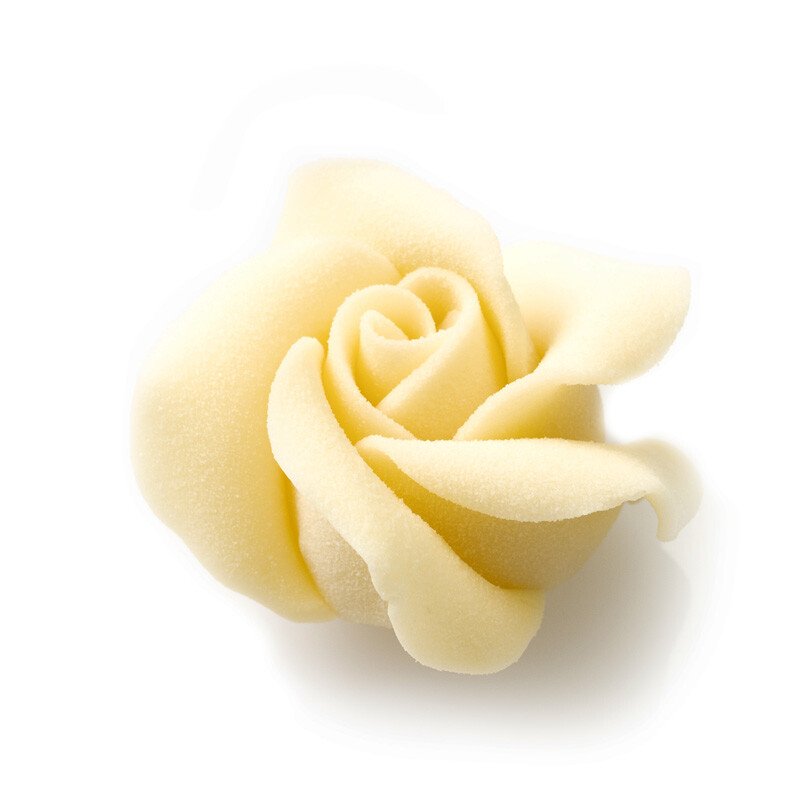 1010064 WHITE CHOCOLATE ROSE 3.5 x 4CM - 15PCS W/O ORDER