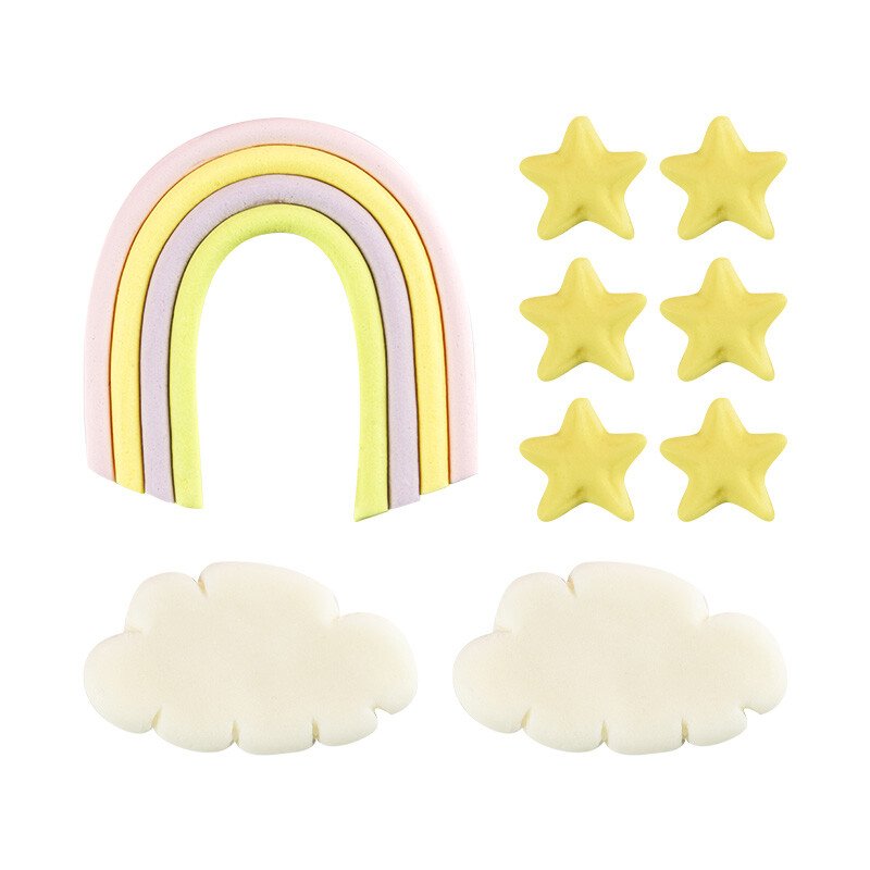1041919 KIT ARC-EN-CIEL EN SUCRE 13CM, 7 x 5CM ET 2CM - 18PCS