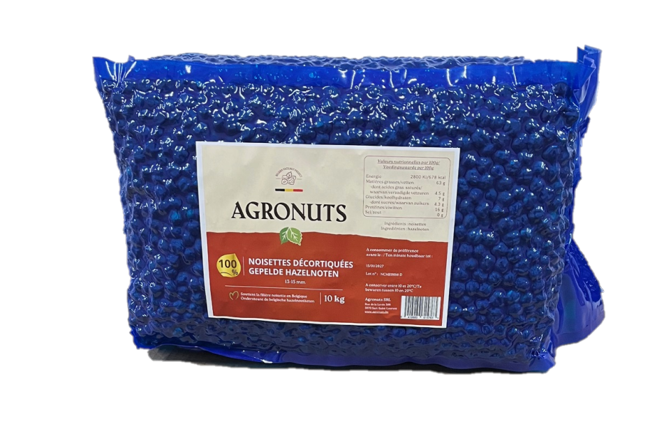 AGRONUTS NOISETTES ENTIÈRES BRUNES *DÉCORTIQUÉES* 13/15 10KG