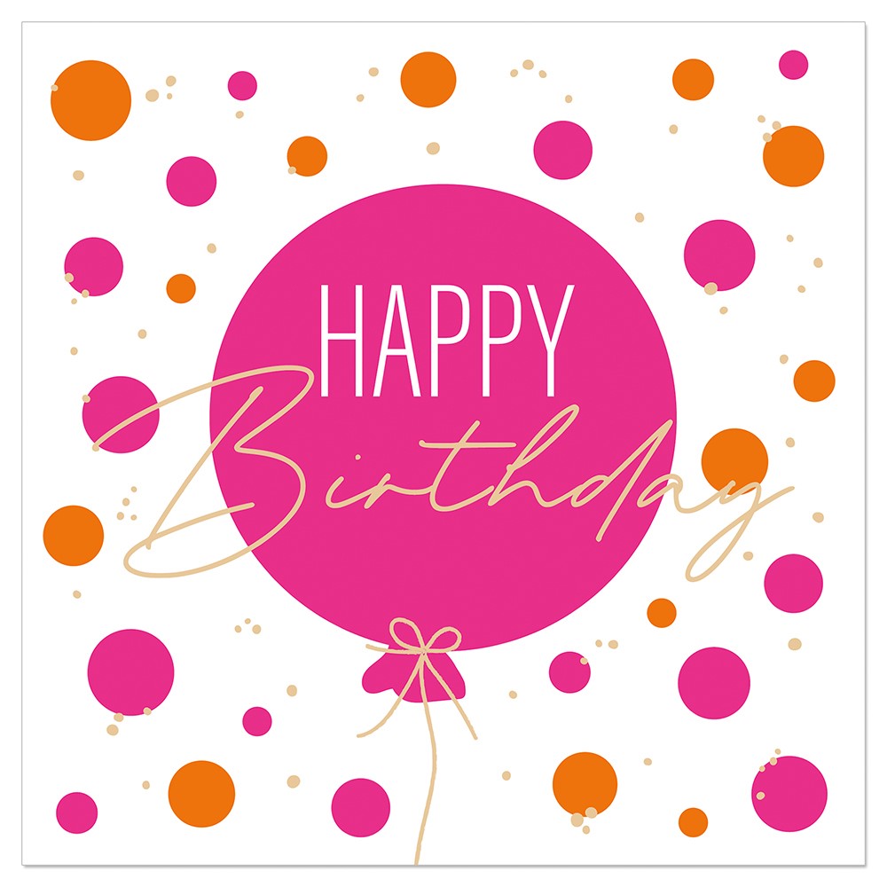 ARTEBE SERVET 33 x 33CM ROZE BALLON "HAPPY BIRTHDAY" 20ST