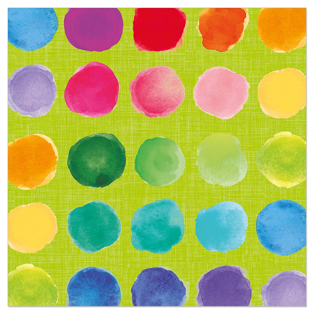 ARTEBENE NAPKIN 33 x 33CM GREEN WITH MULTICOLOR SPOTS 20PCS