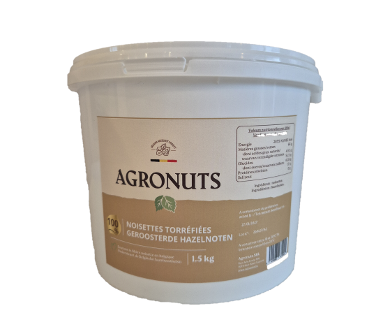 AGRONUTS NOISETTES ENTIÈRES TORRÉFIÉES 13/15 SEAU 1,5KG 