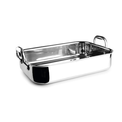 LACOR TRICHEF STAINLESS STEEL ROASTING PAN 35X26XH8.0CM FOR ALL HEAT SOURCES 