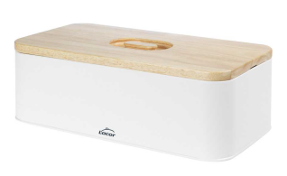 LACOR WHITE LACQUERED BREAD BOX WITH WOODEN LID 42X22.5XH12.5CM