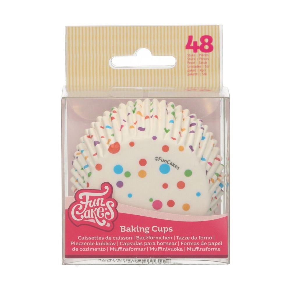 FUNCAKES MULTICOLOR CONFETTI CUPCAKE CASE 48 PCES 