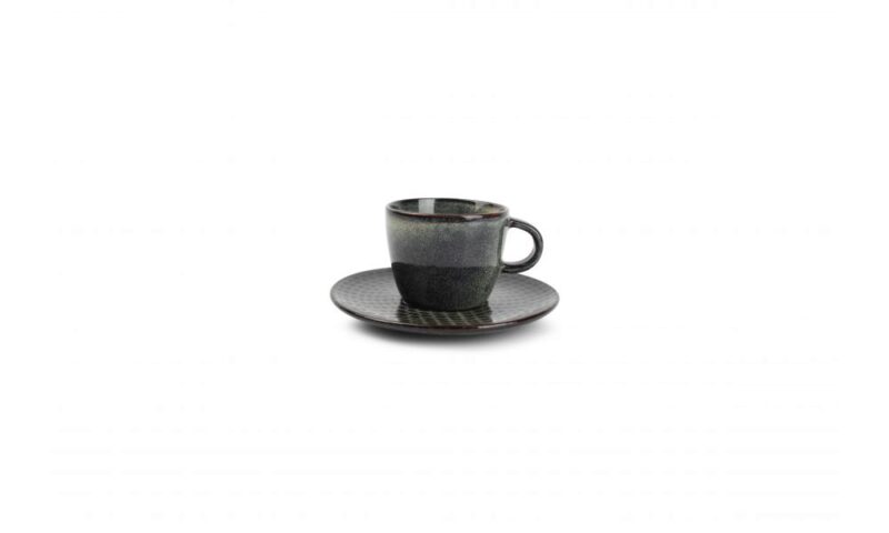 *FF* S&P STITCH VERT/BLEU TASSE MOKA 9CL & SOUS-TASSE - 850285