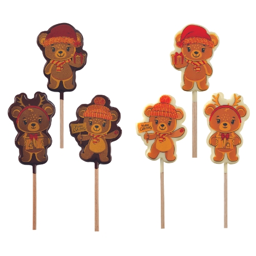 088260 PCB BLISTERS SUCETTES OURSONS DE NOËL SOIT 45EMP. 3 DESIGNS 7,5CM 9PCS ***S/CDE***