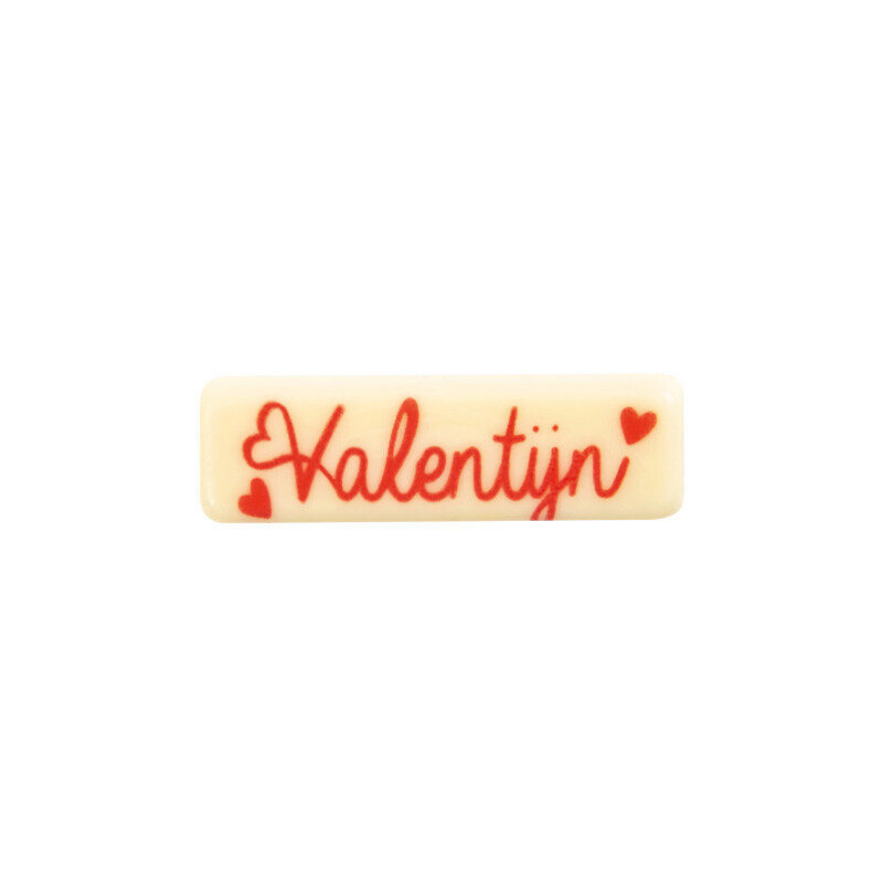 2068352 PLAQUETTE VALENTIJN ROUGE 45X13MM CHOCOLAT BLANC  150 PCES