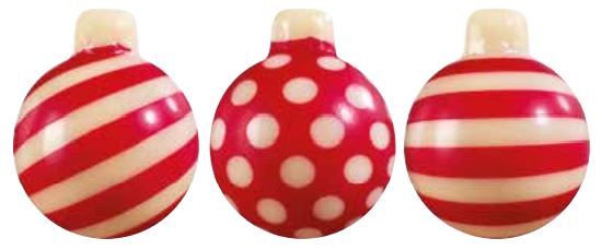 060486 PCB BOULES DE NOËL CB CANDY 3 DESIGNS 3,7X3CM 72PCES ***S/CD***
