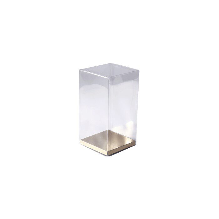 BOITE TRANSPARENTE FOND OR 70X70X H/140  COLIS DE 10 BOITES